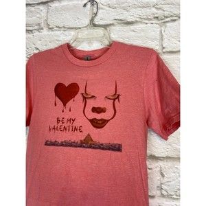 BE MY VALENTINE TShirt Creepy Shirt Size Small Dark Pink Heart IT Gildan